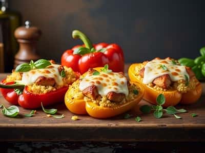 3. Stuffed Bell Peppers with Cauliflower Rice and Cheese