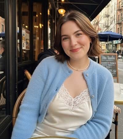 4. Baby Blue Knit + Lace Trim Slip Dress