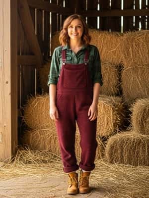 4. Cozy Knit Overalls + Flannel Layer