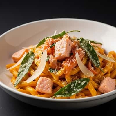 4. Creamy Butternut Squash and Smoked Salmon Pasta