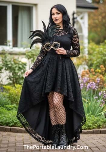4. Gothic High-Low Lace Dress with Combat Boots