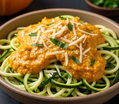 4. Zucchini Noodles in Creamy Pumpkin Alfredo