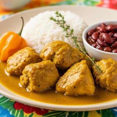 5. Jamaican Curry Chicken with Rice and Peas
