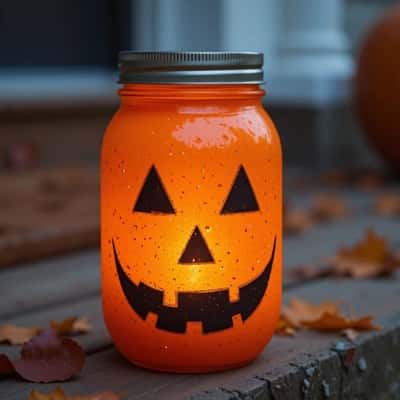 5. Pumpkin Mason Jar Luminaries