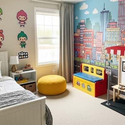 5. Toca Boca Style Wall Mural & Character Zone