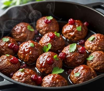 6. Cranberry Meatballs in Spiced Cider Sauce