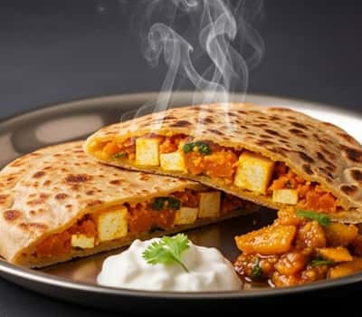 6. Hokkaido Pumpkin Stuffed Paratha with Spiced Paneer