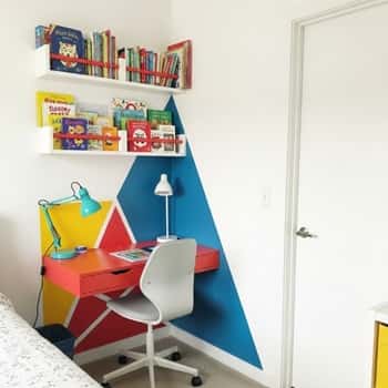8. Bold Color Block Corner