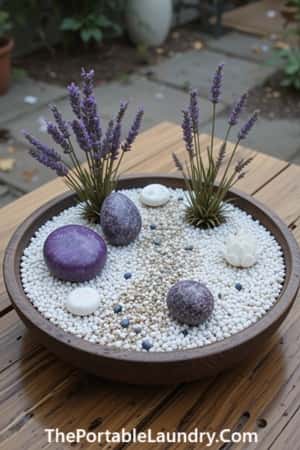 8. Mini Purple and White Rock Zen Garden