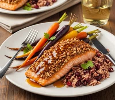 8. Pecan-Crusted Salmon with Honey Dijon Drizzle