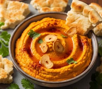 8. Roasted Hokkaido Pumpkin Hummus with Chili Oil
