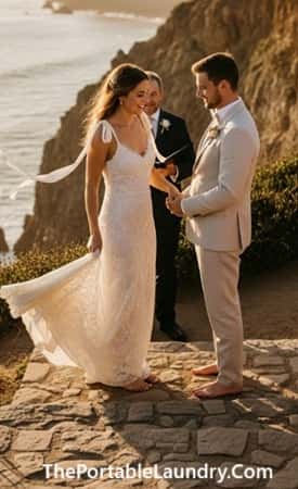 8. Slip-Style Lace Dress with Bare Shoulders and Silk Ribbons