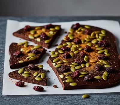 8. Spiced Chocolate Bark with Pumpkin Seeds and Cranberries