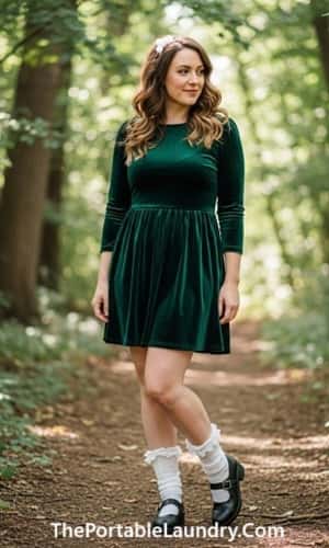 8. Velvet Mini Dress + Mary Janes