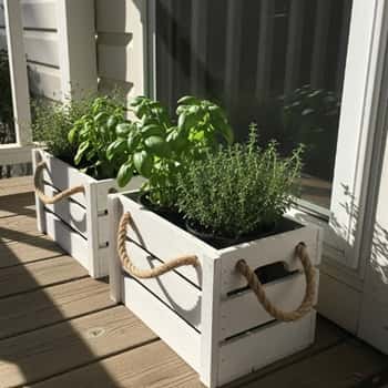 8. White Planter Crate Boxes with Handles
