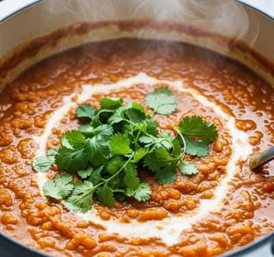 9. Curry-Spiced Pumpkin & Red Lentil Simmer with Coconut Cream