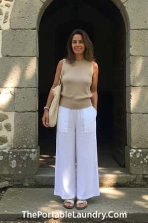 9. Flowy Palazzo Pants + Fitted Knit Top