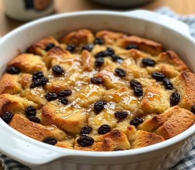 9. Honey Apple Bread Pudding with Raisins