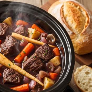 9. Slow Cooker Beef Stew with Root Veggies & Red Wine