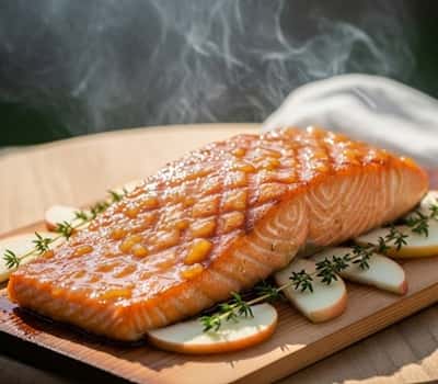 9. Smoky Cedar Plank Salmon with Apple Cider Glaze