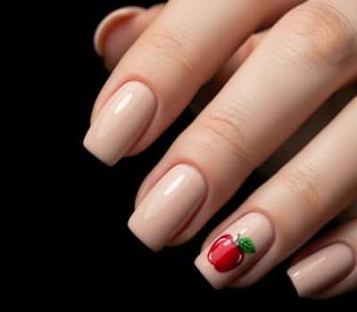 9. Tiny Apple Accent Nail