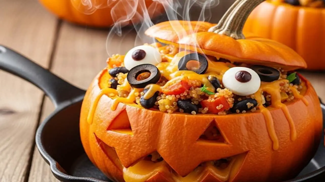 Stuffed Pumpkin Dinner Recipe for Halloween - featured
