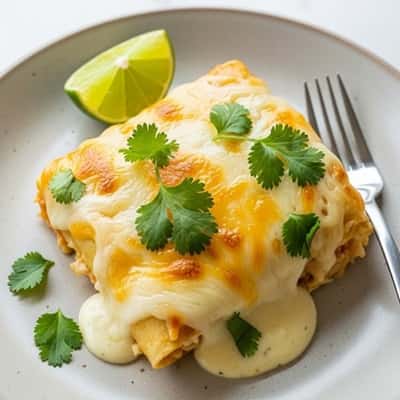 Ultimate Sour Cream Chicken Enchilada Bake - served
