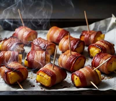 1. Bacon-Wrapped Pineapple Bites
