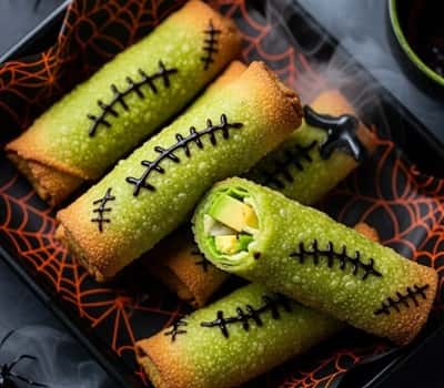 10. Frankenstein Avocado Egg Rolls