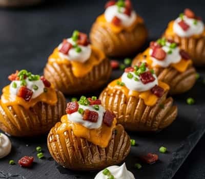 12. Maple-Sage Hasselback Potato Bites with Bacon and Chives