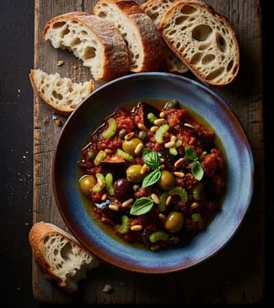 13. Eggplant Caponata with Toasted Pine Nuts