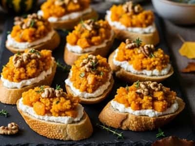 3. Maple-Glazed Butternut Squash and Goat Cheese Crostini