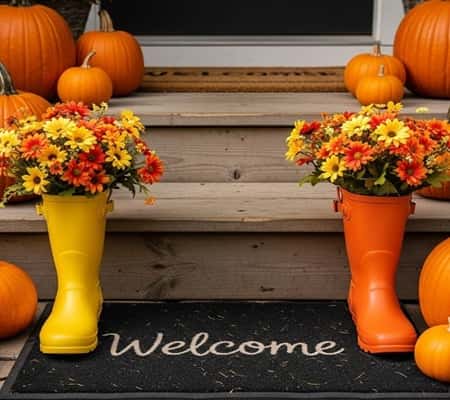 3. Upcycled Rain Boot Flower Holders
