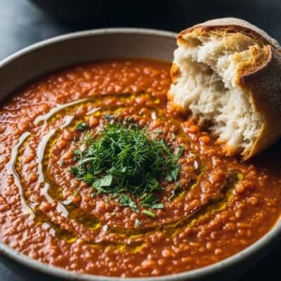 4. Spiced Lentil & Tomato Soup with Crusty Bread
