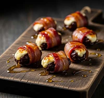 5. Bacon-Wrapped Dates with Goat Cheesel