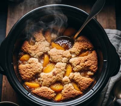 5. Slow Cooker Peach Cobbler