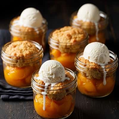 7. Mini Mason Jar Peach Cobblers