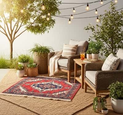 8. Layered Outdoor Rugs for Extra Comfort