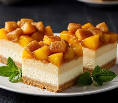 9. Peach Cobbler Cheesecake Bars