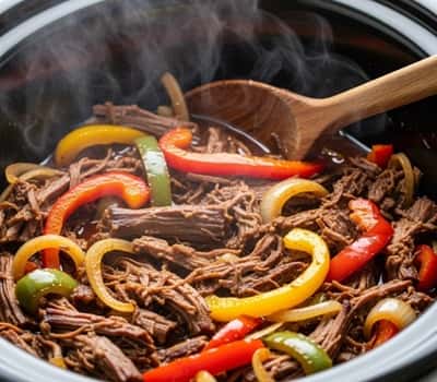 Beef Crockpot Recipe with Pepper - completed