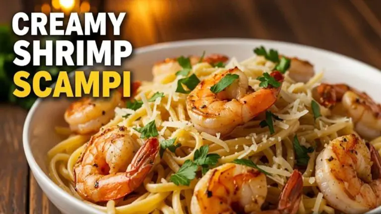 Creamy Shrimp Scampi Recipe - featured