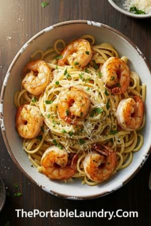 Creamy Shrimp Scampi Recipe - served