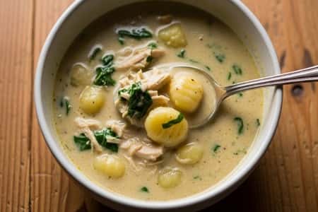 Crockpot Chicken Gnocchi Soup (Olive Garden Style) - served