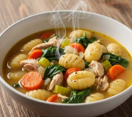 Gluten Free Chicken Gnocchi Soup with Homemade Gnocchi - completed