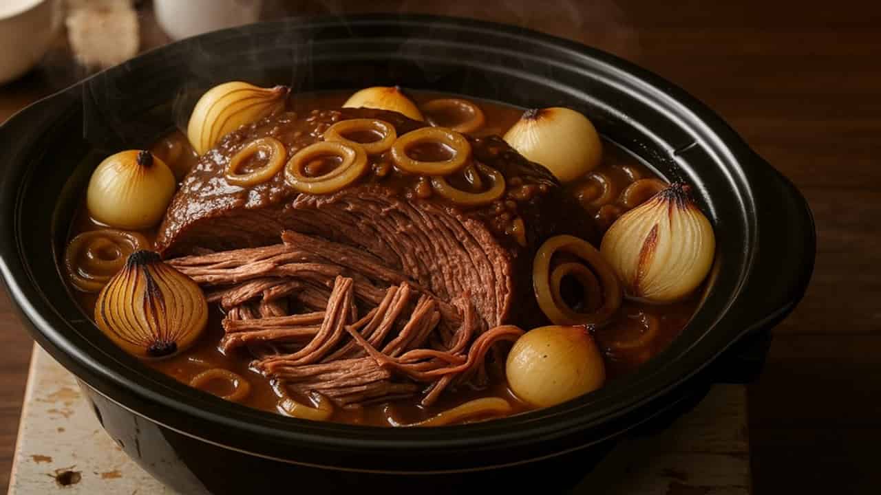 Onion Soup Beef Roast Crockpot Recipe - featured