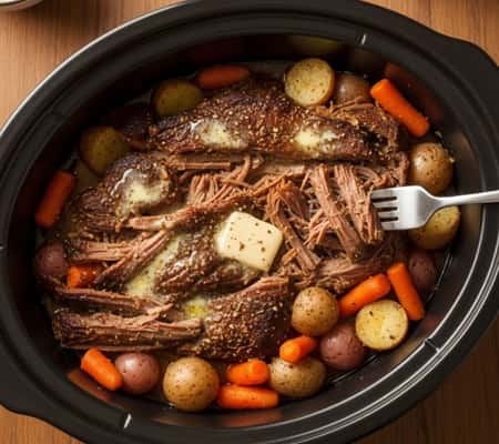 Ranch Packet Beef Roast Crockpot Recipe - completed