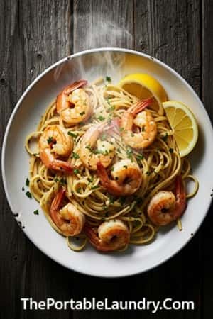 Shrimp Scampi Without Wine - served