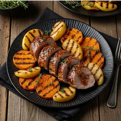 Sweet Potato & Pork Tenderloin Grilled Dinner for Fall - completed