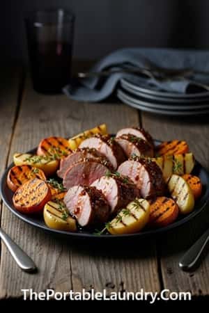 Sweet Potato & Pork Tenderloin Grilled Dinner for Fall - served