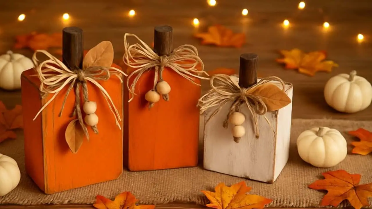 Wood Pumpkins Fall Craft Ideas - featured